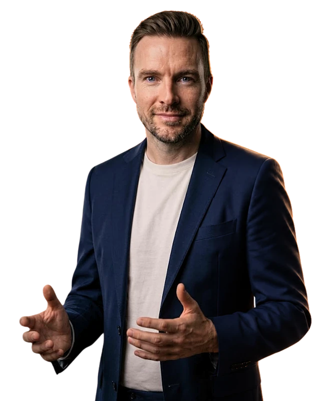 Richard Ford, executive communication coach, in a navy blazer