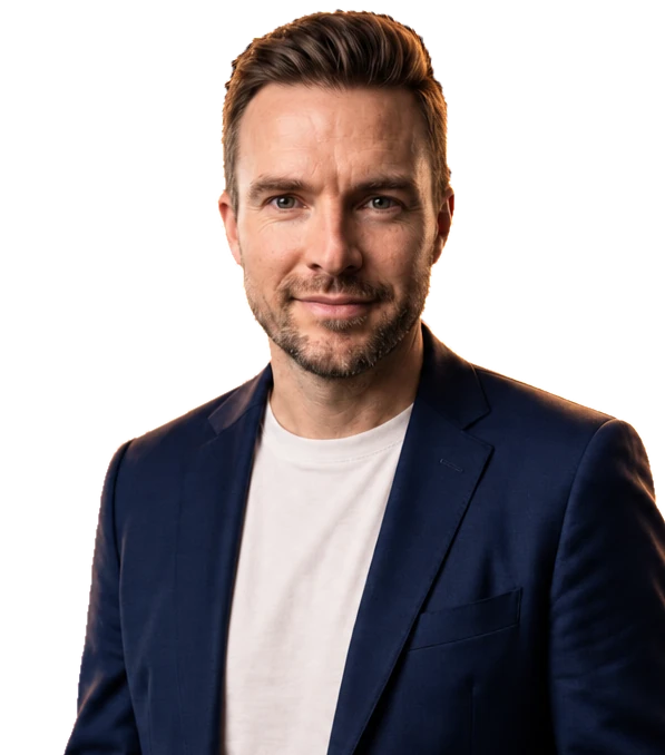 Richard Ford, executive communication coach, in a navy blazer